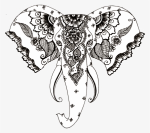 henna style elephant tattoo transparent png - line drawing elephant henna