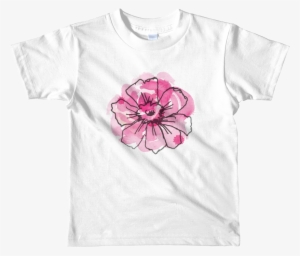 Black Anemone & Pink Watercolor Short Sleeve Kids T-shirt - Kids Personalized Shirt | Short Sleeve Kids T-shirt