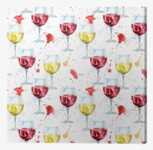 Seamless Pattern Of A Glass Red And White Wine And - Alcoholic Drink