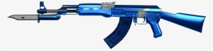 Platinum Blue Ak-47 Knife - Knife On Assault Rifle