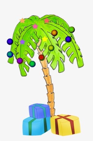 Christmas Palm Tree Decorated Gifts - Christmas Palm Tree Png