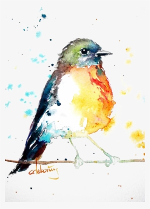 Bird European Robin Watercolor Painting Drawing - Love Birds Watercolour Paintings