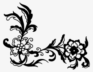 Free Download - Black And White Floral Corner Design Png