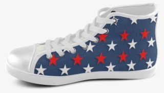Navy Red White Stars Men's High Top Canvas Shoes - Shoe