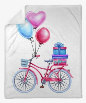 Watercolor Illustration, Bicycle, Balloons, Gift Boxes, - Balloons With Bike Clipart