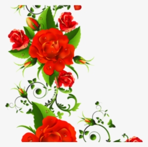 Flowers Vectors Clipart Red - Rose Flower Border Design