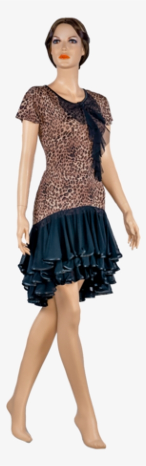 Leopard Print Frill Short Sleeves Blouse - Dress