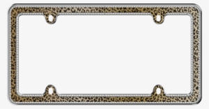 Leopard Print W/bling - Leopard Bling Chrome License Plate Frame