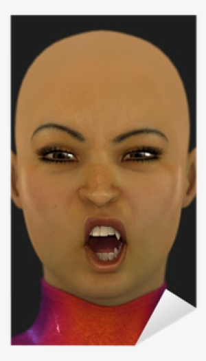 A Close-up Of A Sexy Bald Woman With Vampire Fangs - Woman