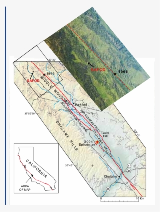 Map Of The Parkfield Segment Of The San Andreas Fault - Parkfield