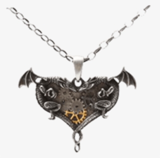 Dual Dragon Heart Steampunk Necklace - Dual Dragons Heart Necklace