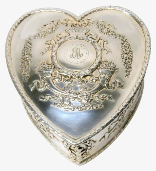 Art Nouveau Sterling Silver Garland Heart Jewelry Trinket - Jewellery