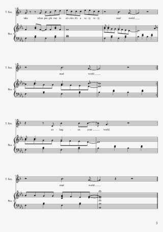 Mad World Sheet Music Composed By Roland Orzabal 3 - Mad World Saxophone Notes Alt