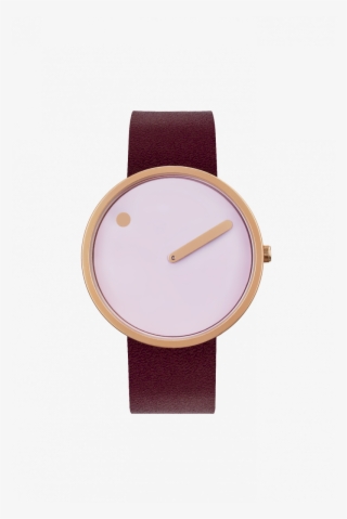 Picto Pink Dial Burgundy Leather Strap Watch 43382