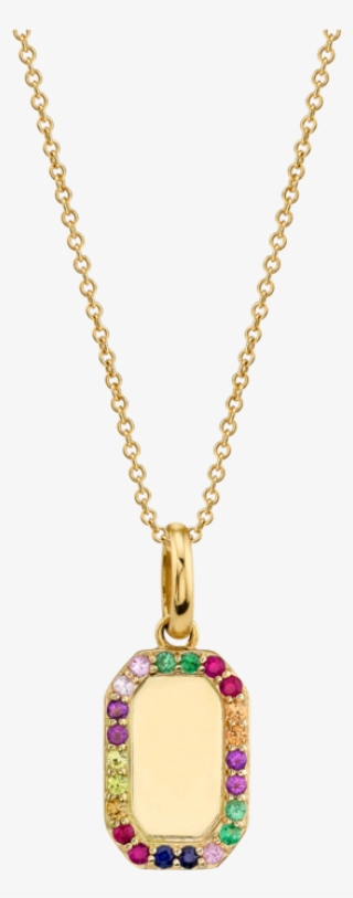 Rainbow Rectangle Gold Pendant - Gold