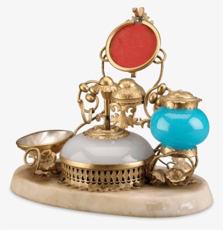 Opaline Glass Perfume With Inkwell & Bell Push