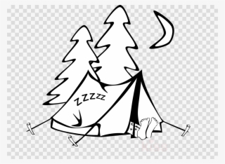 Camping Cartoon Black And White Clipart Camping Tent - Tent Clip Art