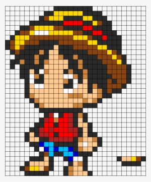 One Piece Cutie Luffy Perler Bead Pattern / Bead Sprite - Pixel Art One Piece Luffy