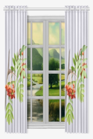 rowan tree watercolor new window curtain 50" x - 1x clover green leaves polyester window curtain 52"