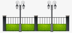 Metal Fence With Streetlights Png Clipart - Street Lights Clipart Png