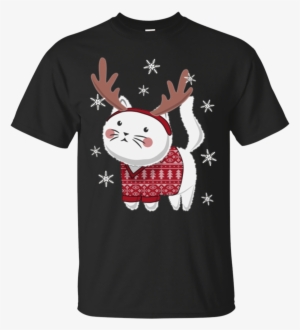 Ugly Christmas Sweater Cat Reindeer Antlers Headband - T-shirt