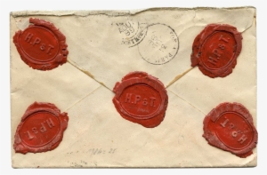 1889 Envelope With 5 Wax Seals From Lyon Silk Business - Wax Seal Envelope Png