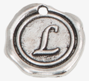 Silver Wax Seal "l" Charm - Silver