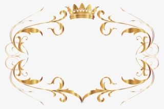 Text Box Gold Beautiful Pattern Frame Transprent - Moldura Coroa Dourada Png