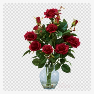 Png Rose Plant Clipart Rose Clip Art - Rose Bush Silk Flower Arrangement With Vase, White