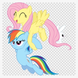 Download Rainbow Dash And Fluttershy Vector Clipart - Fluttershy Flying With Rainbow Dash
