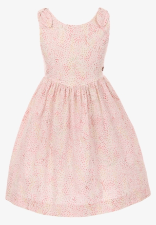 Light Pink Floral Print Girls Casual Dress Spring &