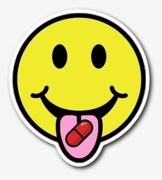 Red Pill Smiley Sticker - Lsd Smiley Face