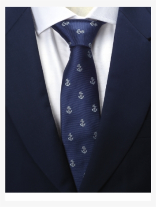 Navy W/white Anchor Silk Tie - Necktie