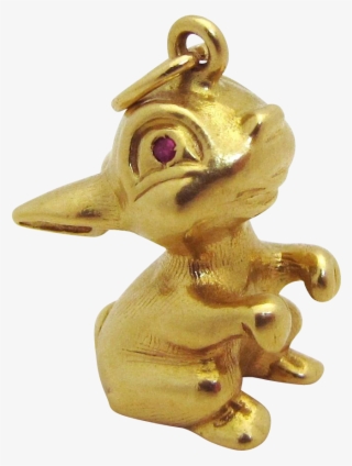 Adorable Vintage 18k Gold 3d Jeweled Thumper Bunny - Charm Bracelet
