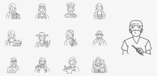 Female Professionals Icon Set By Vectto - Line Art
