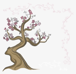 Drawn Cherry Blossom Cherry Bloosom - Dibujo Árbol Cerezos Japones