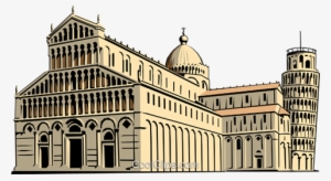 Cathedral And Leaning Tower Of Pisa Royalty Free Vector - Piazza Dei Miracoli