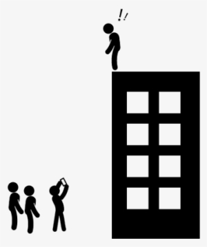 Suicide Man Standing On Top Of A Building And A Group - Icono Suicidio Png