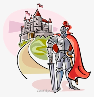 Medieval Knight With Castle Royalty Free Vector Clip - Knights And Castles Clipart