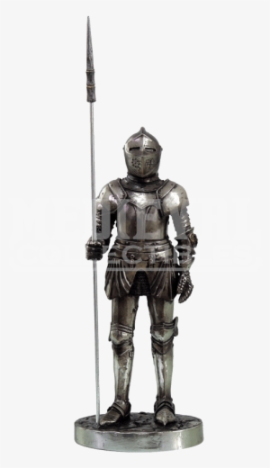 Medieval Knight Spearman Statue - Medieval Knight 7" Tall Phalanx Infantry Statue Figurine