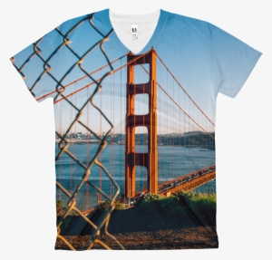 Women's V Neck T Shirt Golden Gate Bridge - Golden Gate Bridge
