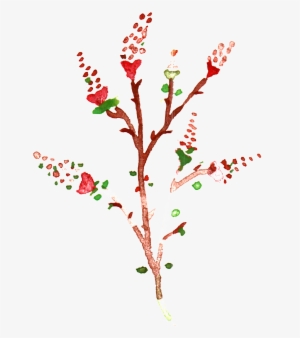 Transparent Ornamental For Christmas Branches And Leaves - Watercolor Painting