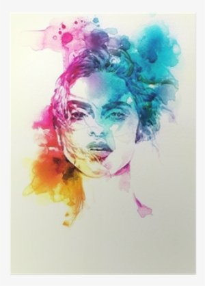 Woman Portrait - Abstract Watercolor Painting Face