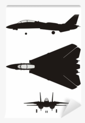 Silhouette Illustration Of Jet Fighter F 18 Wall Mural - Silueta F 14
