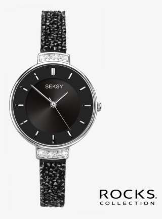 Seksy Rocks® Rhodium Plated Bracelet Watch - Sekonda Seksy Ladies Watch Black