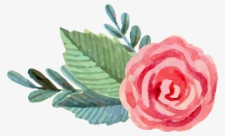 Pink And Green Watercolor Flowers