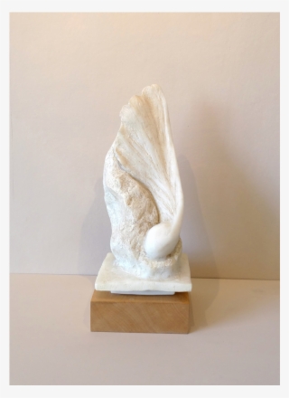 'winged Seed' Marble Resign On A Limed Sycamore Plinth - Sculpture