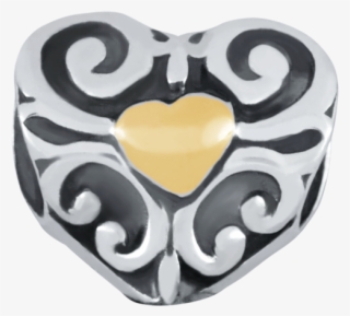 10ct Yellow Gold & Sterling Silver Heart Charm By Emma - Silver