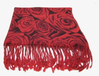 Red Shawl With Flower Pattern - Shawl