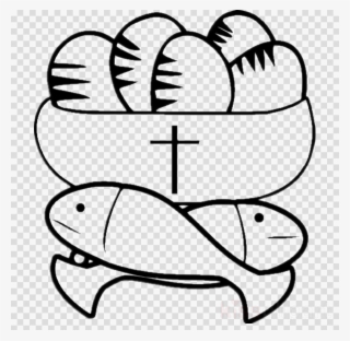五 饼 二 鱼 Clipart Feeding The Multitude Loaf Bread - Five Loaves And Two Fish Coloring Page